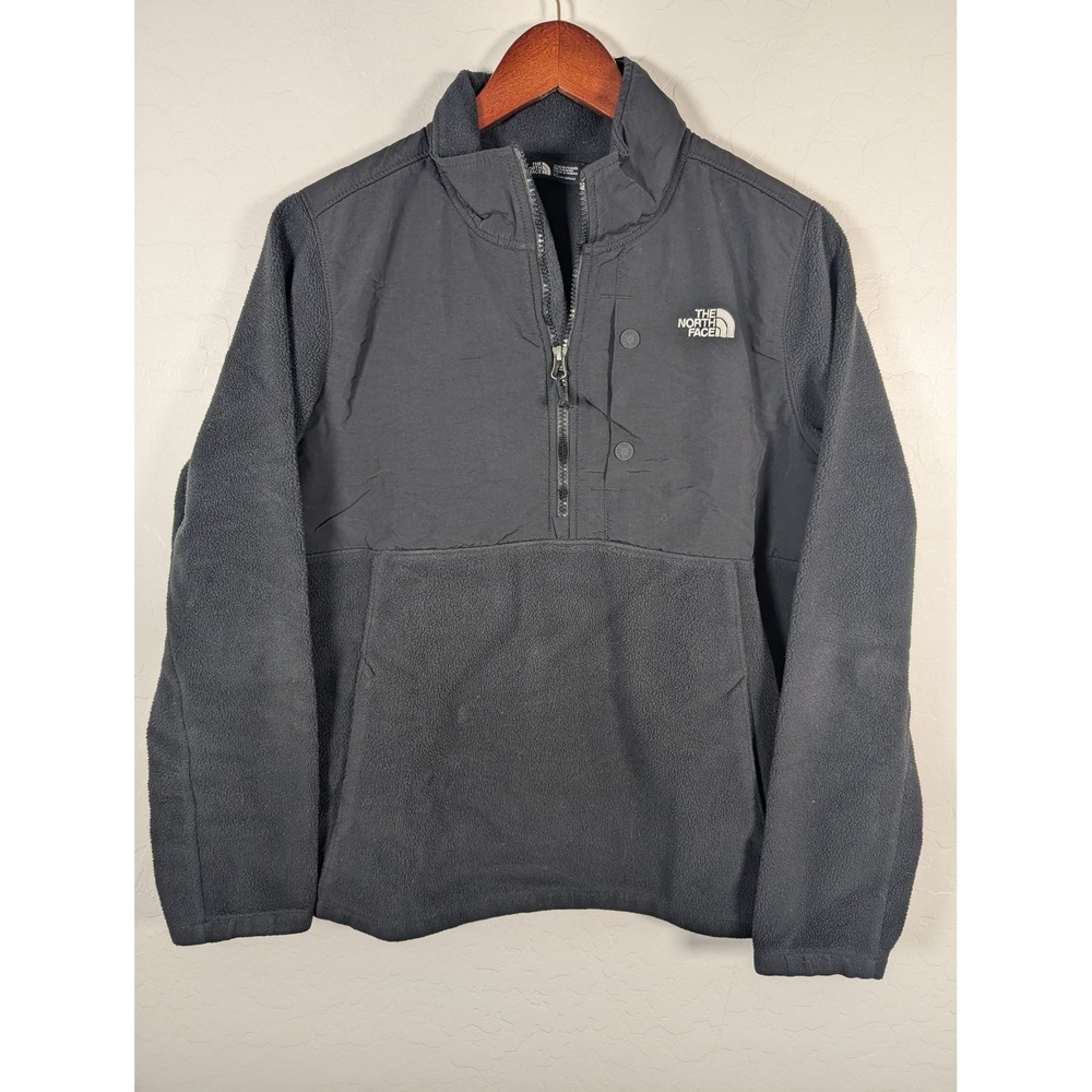 North Face Pullover Womens Large Black Fleece Half Zip Snap Outdoor Jacket Warm